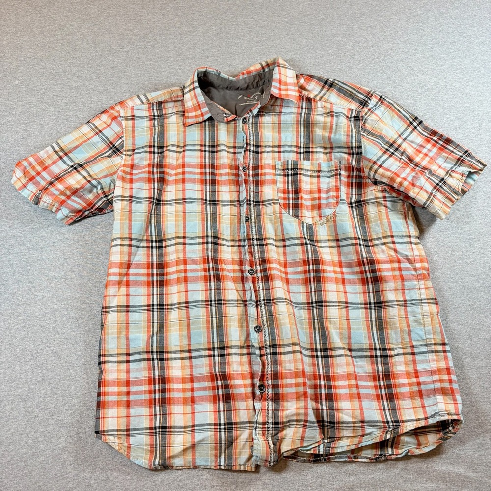 Kavu Button Down Shirt Mens Large Plaid Short Sleeve Cotton Pocket Gorpcore